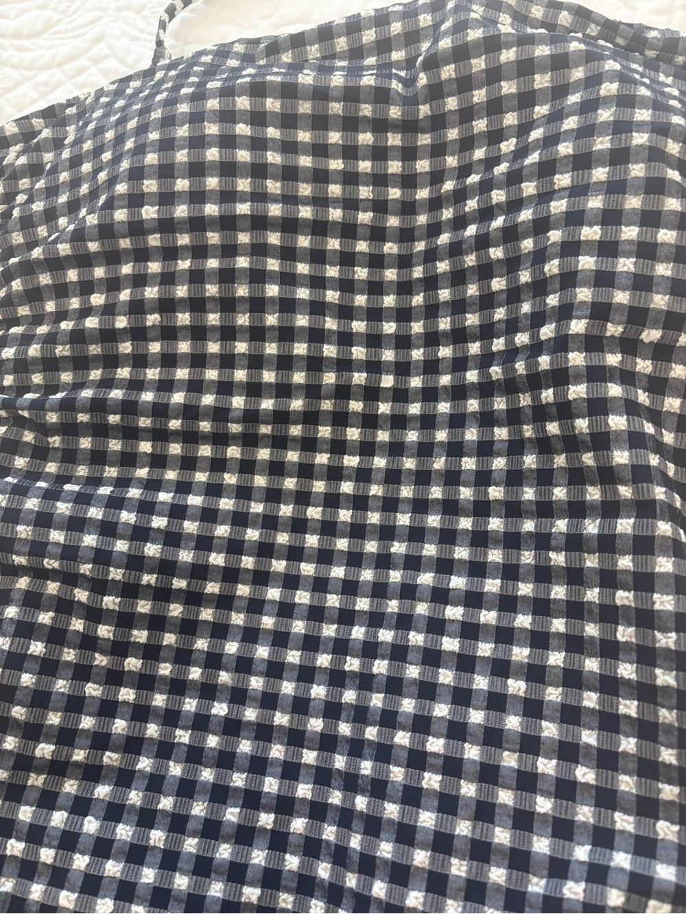 J. Crew Navy Blue & White Gingham Strapless Swim Dress Size 16 - Picture 3 of 5